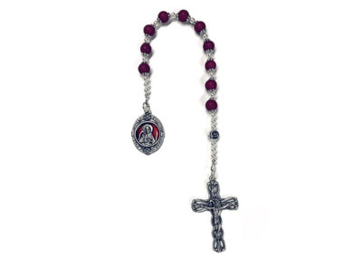 Deep Red Preserved Flower Single Decade Rosary